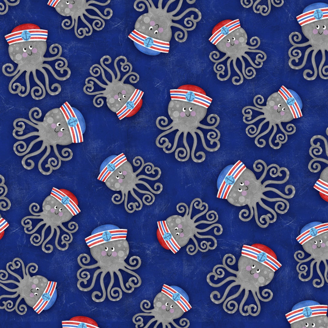 Studio E Anchors Away Octopus Fabric 100 Cotton Fat Quarters Etsy