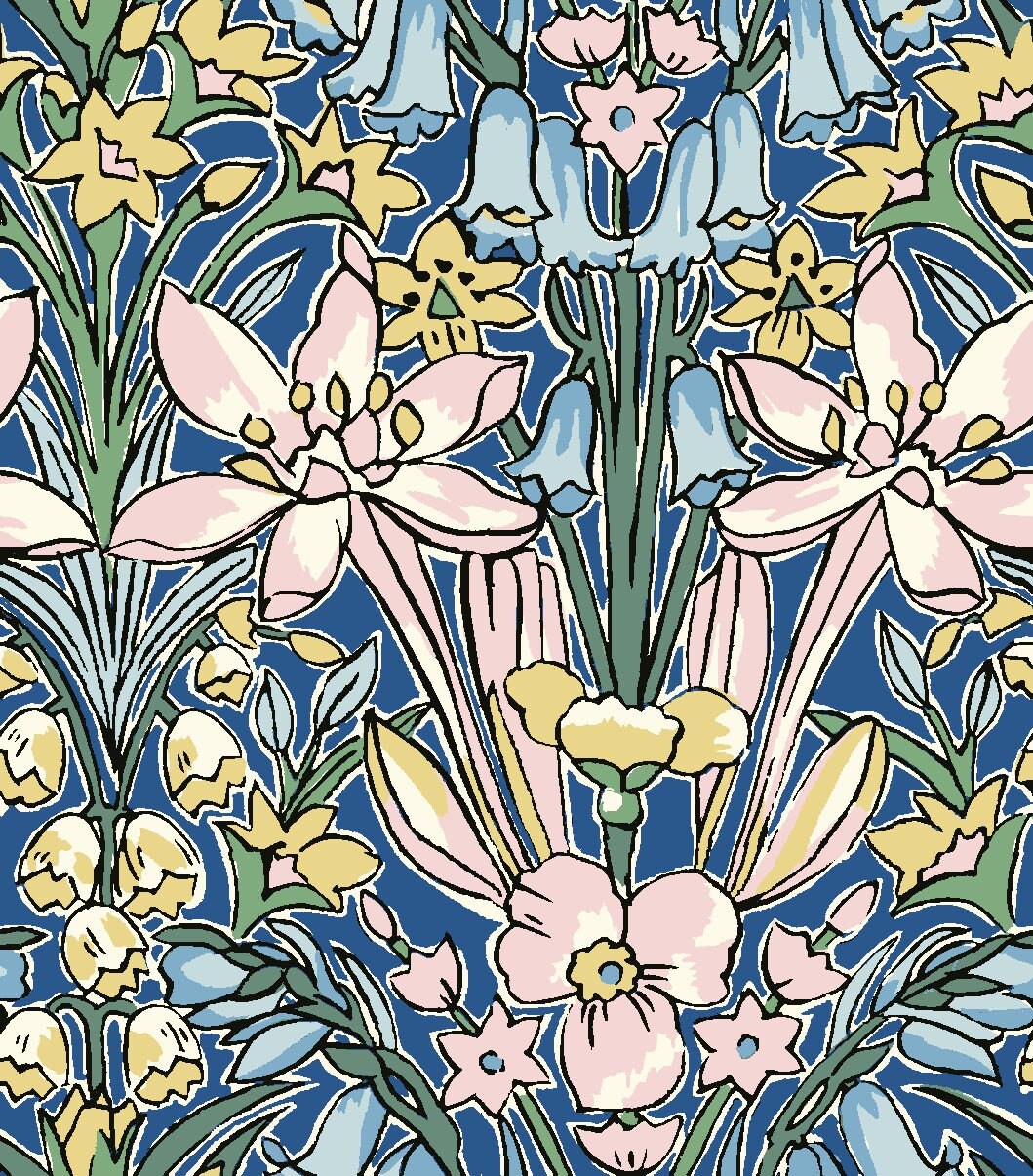 Adlington Hall Blue Liberty Fabric Spring Flower Show 100% - Etsy