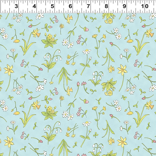 Blue Flowers Guess How Much I Love You Story Book Fabric 100% Cotton Fat Quarter ry Colours