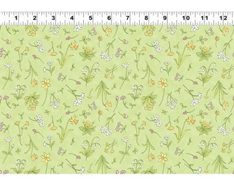 Green Flowers Guess How Much I Love You Story Book Fabric 100% Cotton Fat Quarter ry Colours