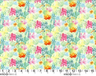 Michael Miller Succulent Plants Green  Fabric  100% Quilting Cotton Fat Quarters, Half Metre, Metres