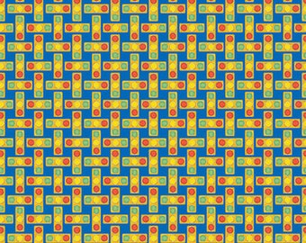 Going Places Traffic Lights Fabric Blue Red Yellow 100% Cotton Fat Quarter