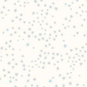 Könnte beinhalten: Ein weißer Hintergrund mit einem verstreuten Muster aus hellblauen und grauen Sternen.