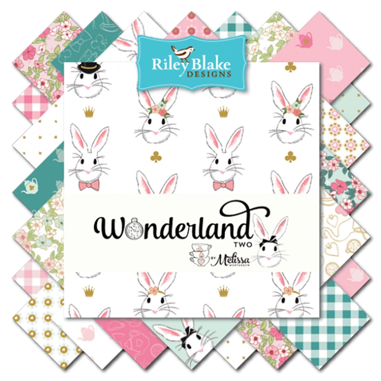 20 Fat Quarter Quilting Bundle Riley Blake Wonderland 2 Rabbit Fabric 100% Cotton