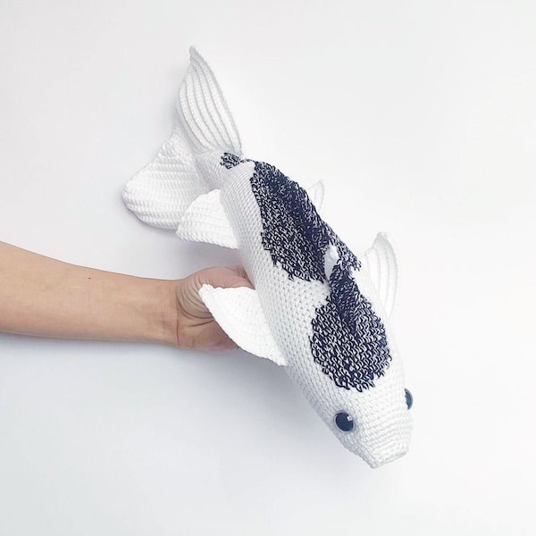 Koi fish grey, stuffed sea animal, sea creature lovers gift