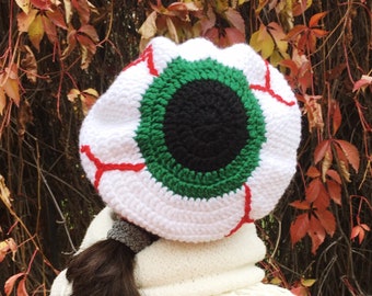 Eye hat, knitted funny hat, crochet weird hat, prank gift