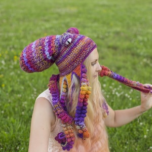 Octopus hat purple and orange, handmade funky hat, animal lover gift, sea creature lovers gift, warm present
