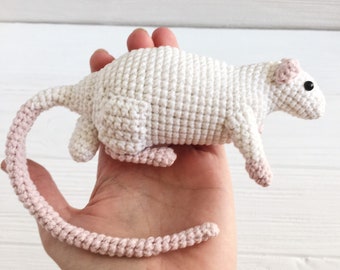 Stuffed rat with nuts, white male rat toy, rat lovers gift, rat boy