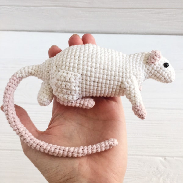 Stuffed rat with nuts, white male rat toy, rat lovers gift, rat boy