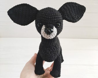 Plush black Chihuahua, chihuahua lover gift, personalized stuffed toy