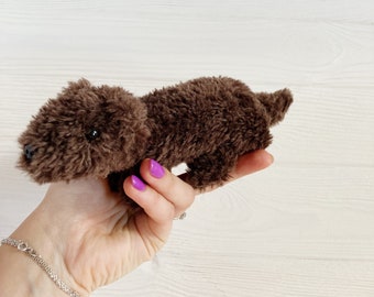 Plush brown ferret, soft animal toy, animal lovers gift