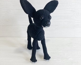 Black Chihuahua Plush, Long Legged Dog, Black Chihuahua Toy, Dog Lover Gift