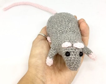 Stuffed grey rat, soft mouse toy, Chinese New Year gift, rat lovers present