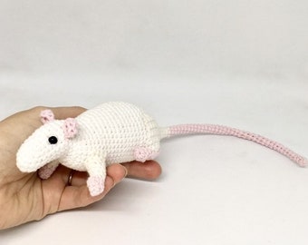 Stuffed white rat toy, soft mouse, Chinese New Year gift, rat lovers present