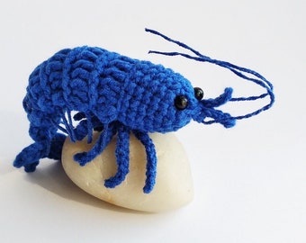 Blue shrimp stuffed toy, sea animals lovers gift