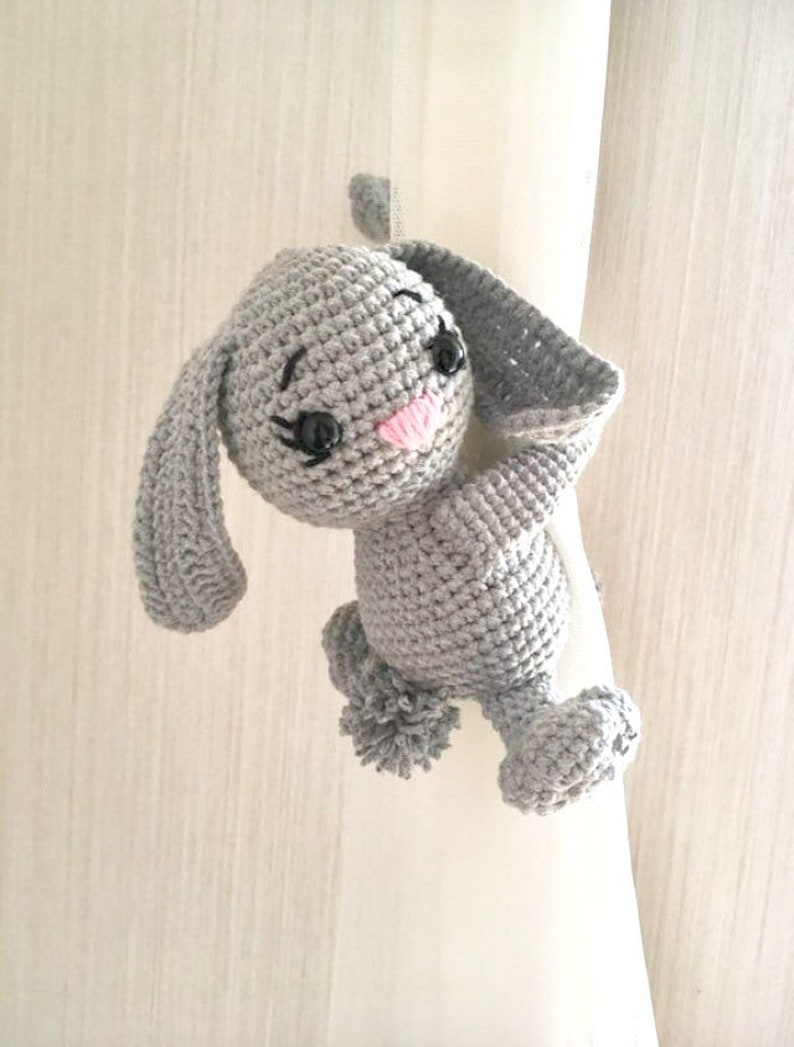 Animal curtain tie back crocheted rabbit handmade amigurumi Etsy