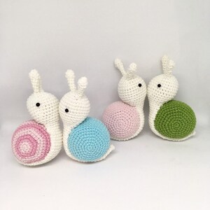 Small snail toy, soft creature, crocheted stuffed animal, plush white and blue, birthday gift, snail lovers present, small slug