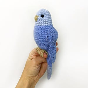 Budgie blue stuffed toy, personalized parrot soft sculpture, bird lover gift