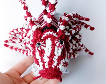 Big red lion fish, handmade soft interior sculpture, sea animal lovers gift