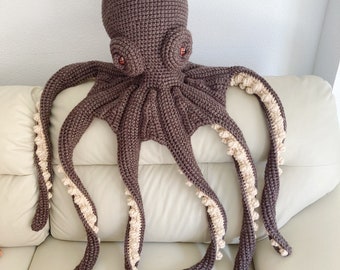 Giant stuffed octopus, big brown plush octopus