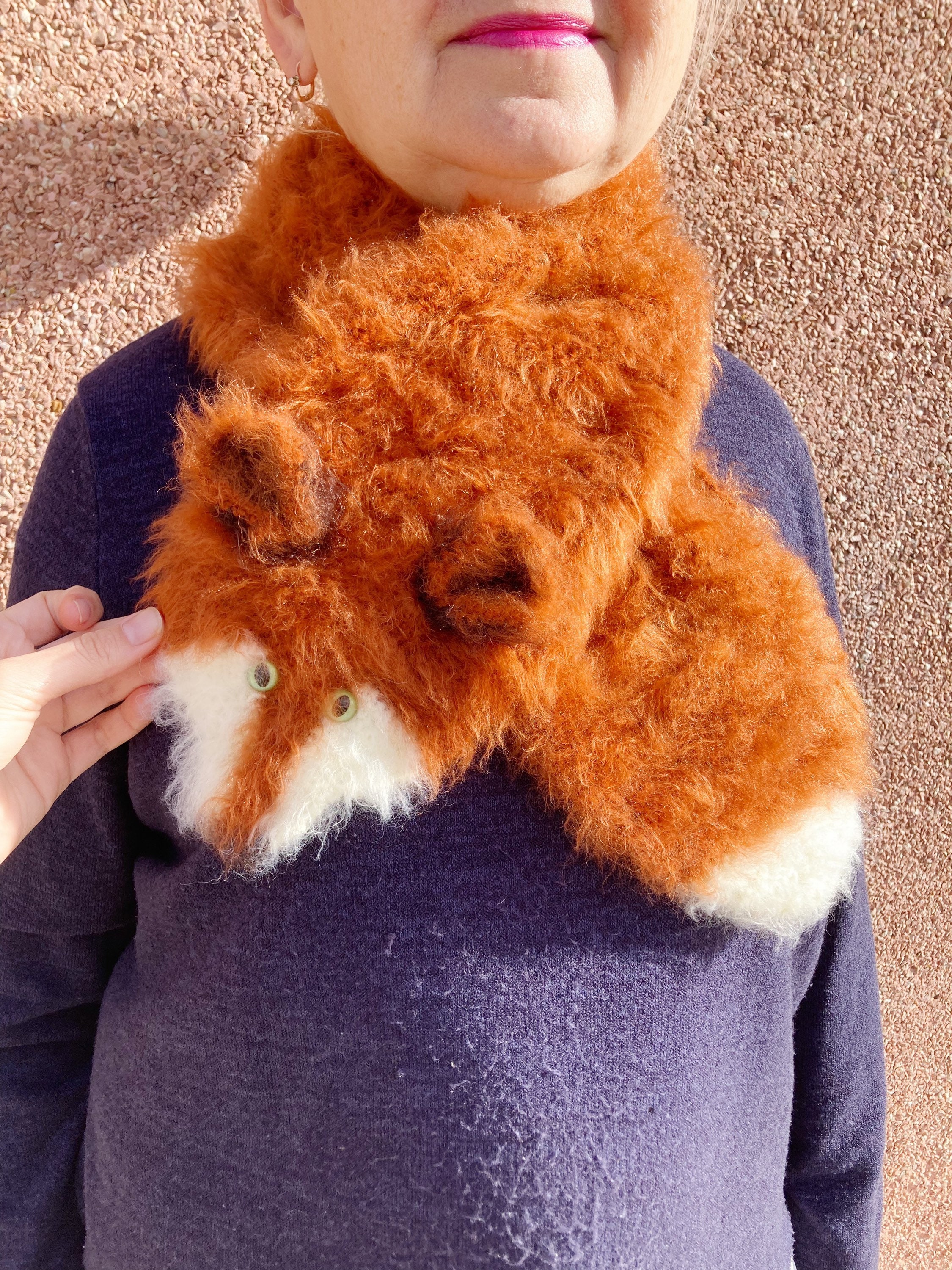 新品タグ付き　IENA購入 manipuri fox scarf Crochet Fox Scarf: Fluffy Red Acrylic Animal Scarf - Etsy