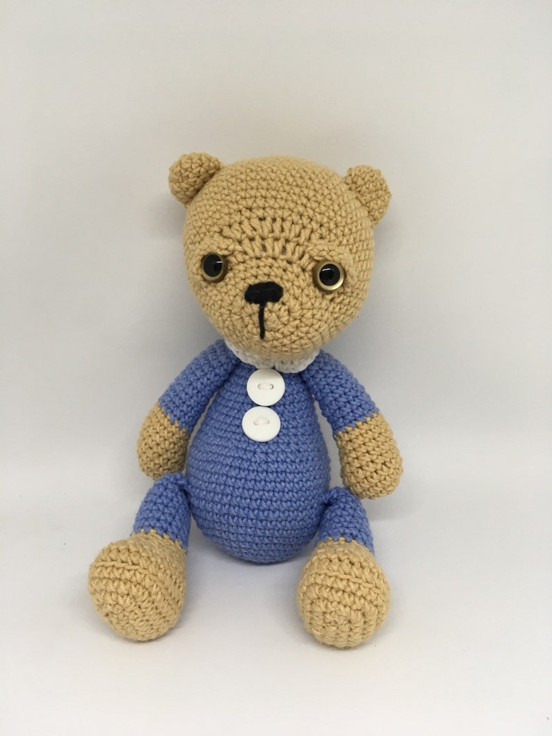 Amigurumi sleeping teddy bear plush bear crocheted handmade bear in pajamas birthday gift for kids soft animal toy knitted stuffed toy