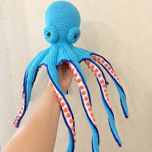 Octopus light blue, stuffed sea animal, handmade soft interior shops sculpture, plush octopus, crocheted octopus toy, octopus lovers gift