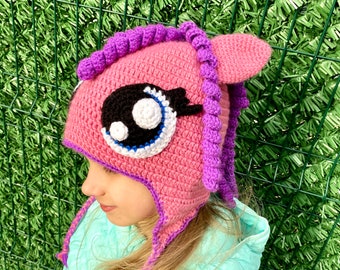 Pony hat, handmade funky hat, animal lover gift, warm present for kids