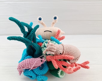 Coral reef stuffed toy, sea animals lovers gift