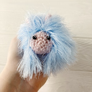 Amigurumi blue and pink caterpillar, soft fluffy insect, animal lovers gift, plush charm
