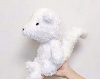 Crochet White Skunk Plush Toy, Big Fluffy Skunk Stuffed Animal, Skunk Lover Gift