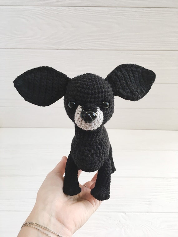 Plush black Chihuahua, chihuahua lover gift, personalized stuffed toy