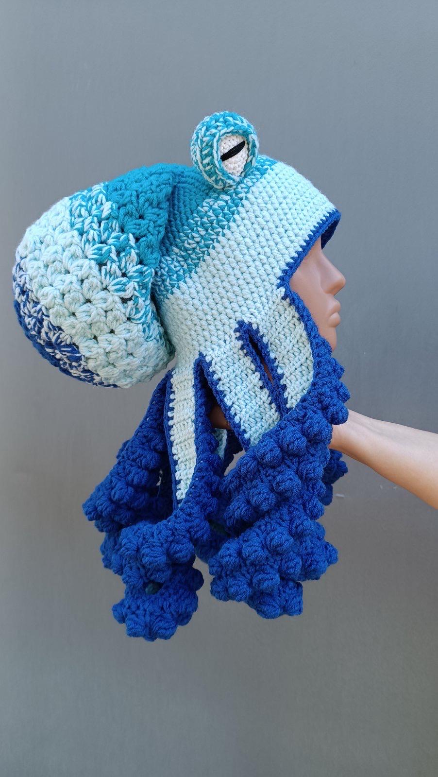 Handmade Octopus Hat - Variegated blue and green Accessories | Handmade Octopus Hat Variegated Blue And Green  main image 3