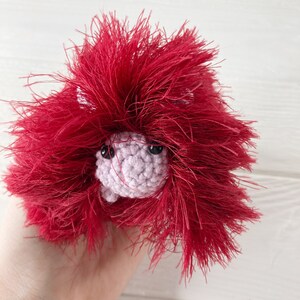 Amigurumi red and pink caterpillar, soft fluffy insect, animal lovers gift, plush charm