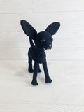 Black Chihuahua with long legs, plush dog, puppy lovers, soft stuffed doggy