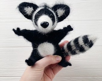 Crochet Raccoon Plush Toy, Fluffy Raccoon Amigurumi, Raccoon Lover Gift