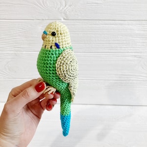 Budgie stuffed toy, personalized parrot soft sculpture, bird lover gift