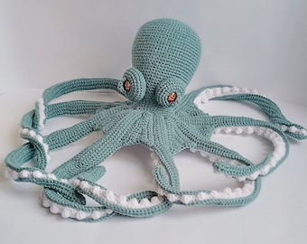 Big teal octopus, ocean themed decor, octopus lovers gift