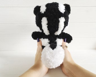 Crochet Spotted Skunk Plush Toy, Handmade Black White Skunk, Skunk Lover Gift