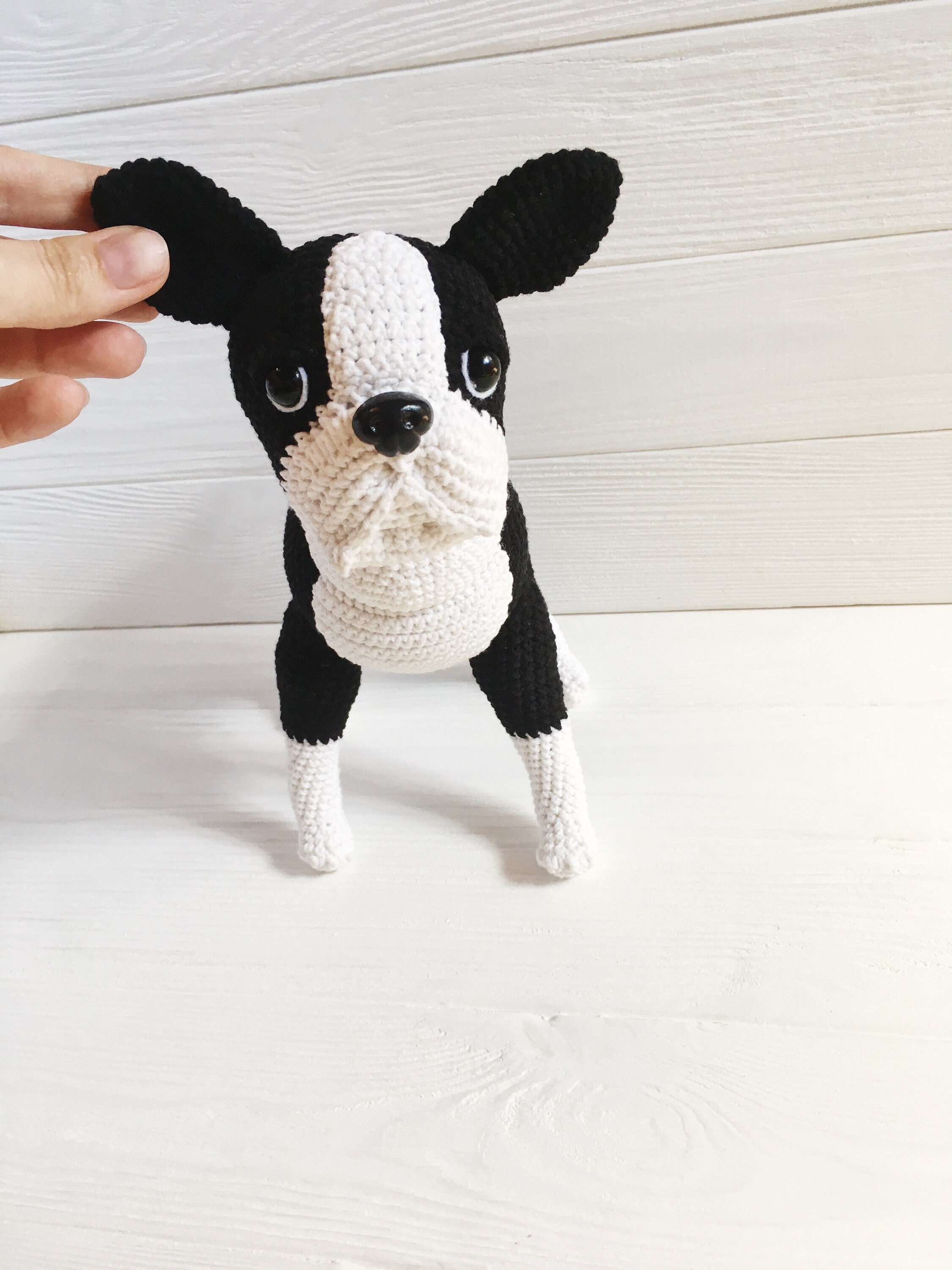Boston Terrier Toy Puppy Lovers Soft Stuffed Toy White and Black