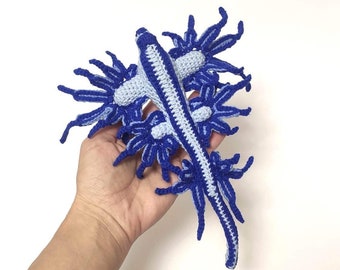 Sea slug stuffed toy, sea blue dragon, sea animals lovers gift