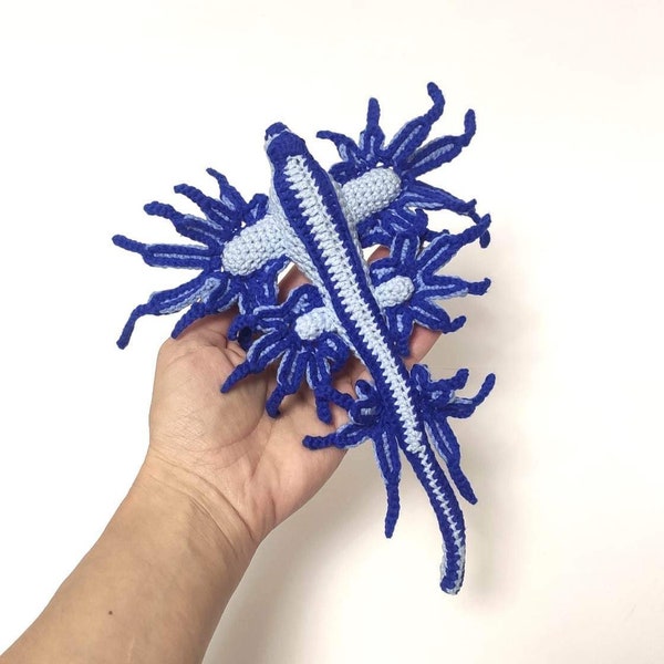 Babosa de mar tejida a crochet: Dragón azul