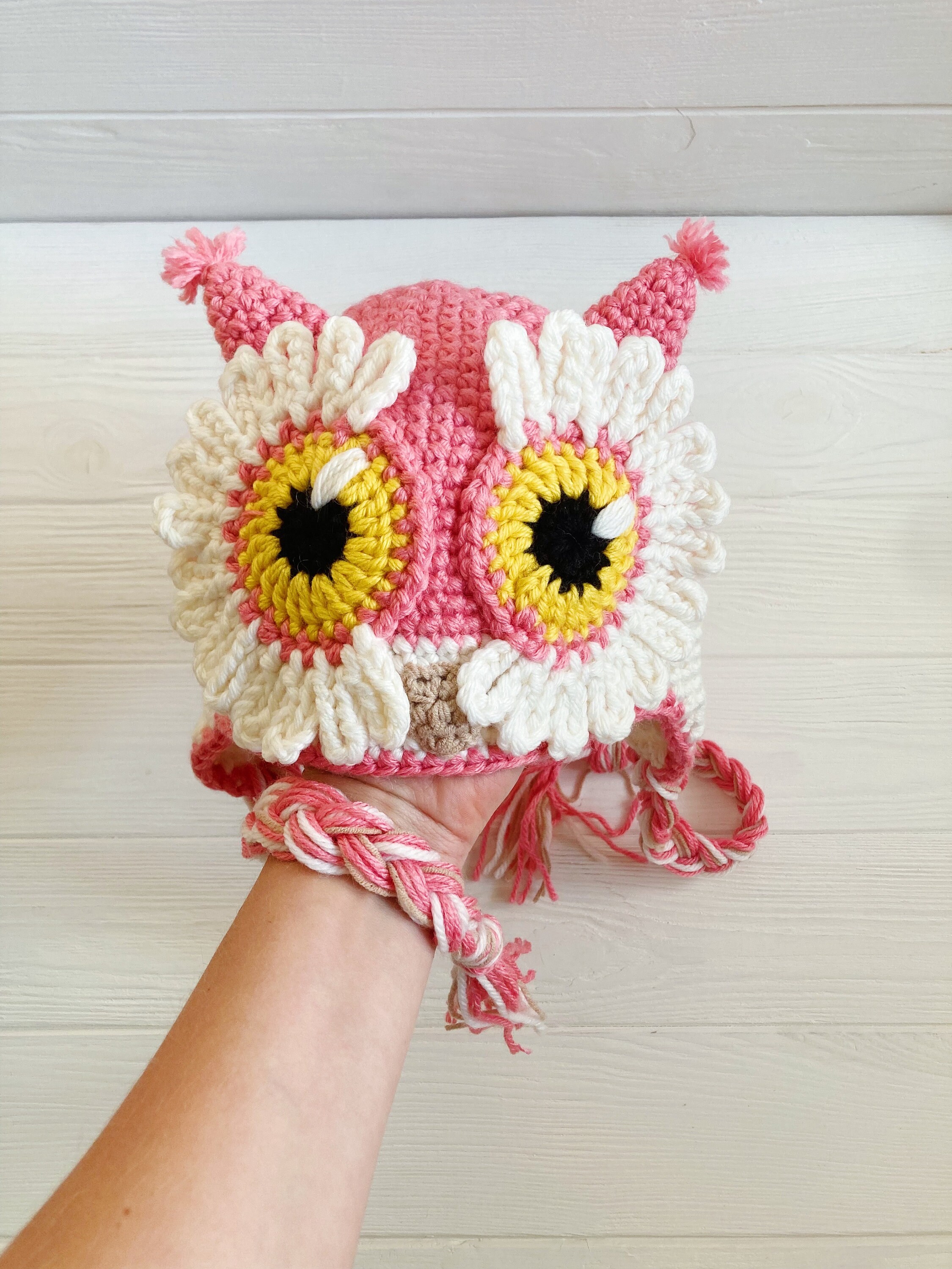 Owl hat, handmade funky hat, animal lover gift, warm present for kids