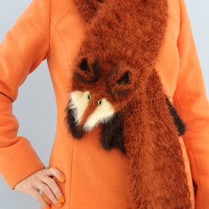 Fox scarf, fluffy red fox, weird gift for fox lovers