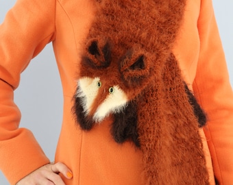 Fox scarf, fluffy red fox, weird gift for fox lovers