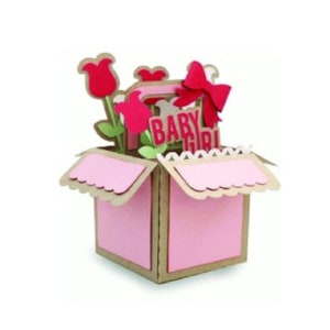 3D Grußkarte, Baby Box Karte, Blätter Box Karte, geschnittene Datei, Cricut, Silhouette, svg, dxf, Karte in einer Box, 3D svg, Einladungen, Baby shower