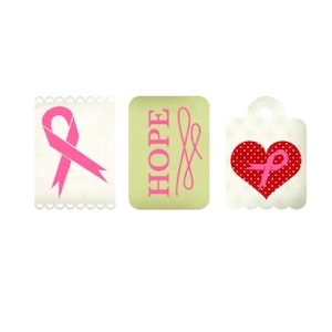 Pink Ribbon SVG, Pink Ribbon Tags, clipart, gesneden bestand voor Cricut, voor silhouet, kanker lint tags, kanker lint SVG, DXF, hoop SVG
