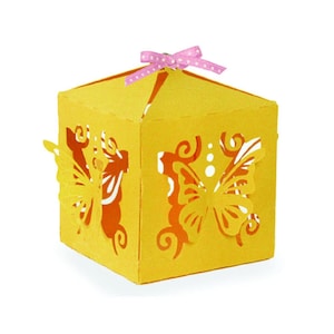 3D Box Svg, Gift Box template, Gift Box SVG, Party Favor Box, Cut file for Cricut, Silhouette, svg, dxf, Butterfly Accented box, Digital