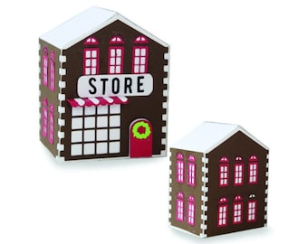 3D Haus svg, Weihnachtshaus svg, geschnittene Datei, Cameo, Silhouette, Cricut, Weihnachtsdorf, Haus Modelle, Gemischtwarenladen, Weihnachtsdeko