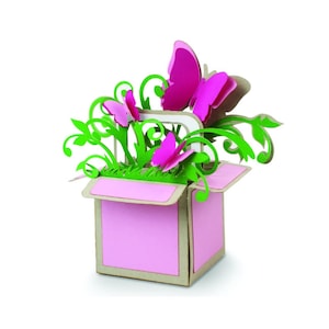 Cartão de felicitações 3D, Butterfly Box Card, arquivo cortado, Cricut, Silhouette, svg, dxf, cartão em uma caixa, 3D svg